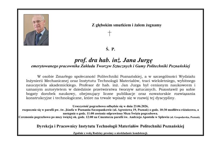 Śp. prof. dr hab. inż. Jan Jurga